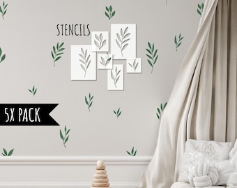 Leaf Wall Stencil Set - Reusable Stencils Kids Room Botanical Simple Sprig Nature Nursery Stencil for Painting by Dizzy Duck Designs