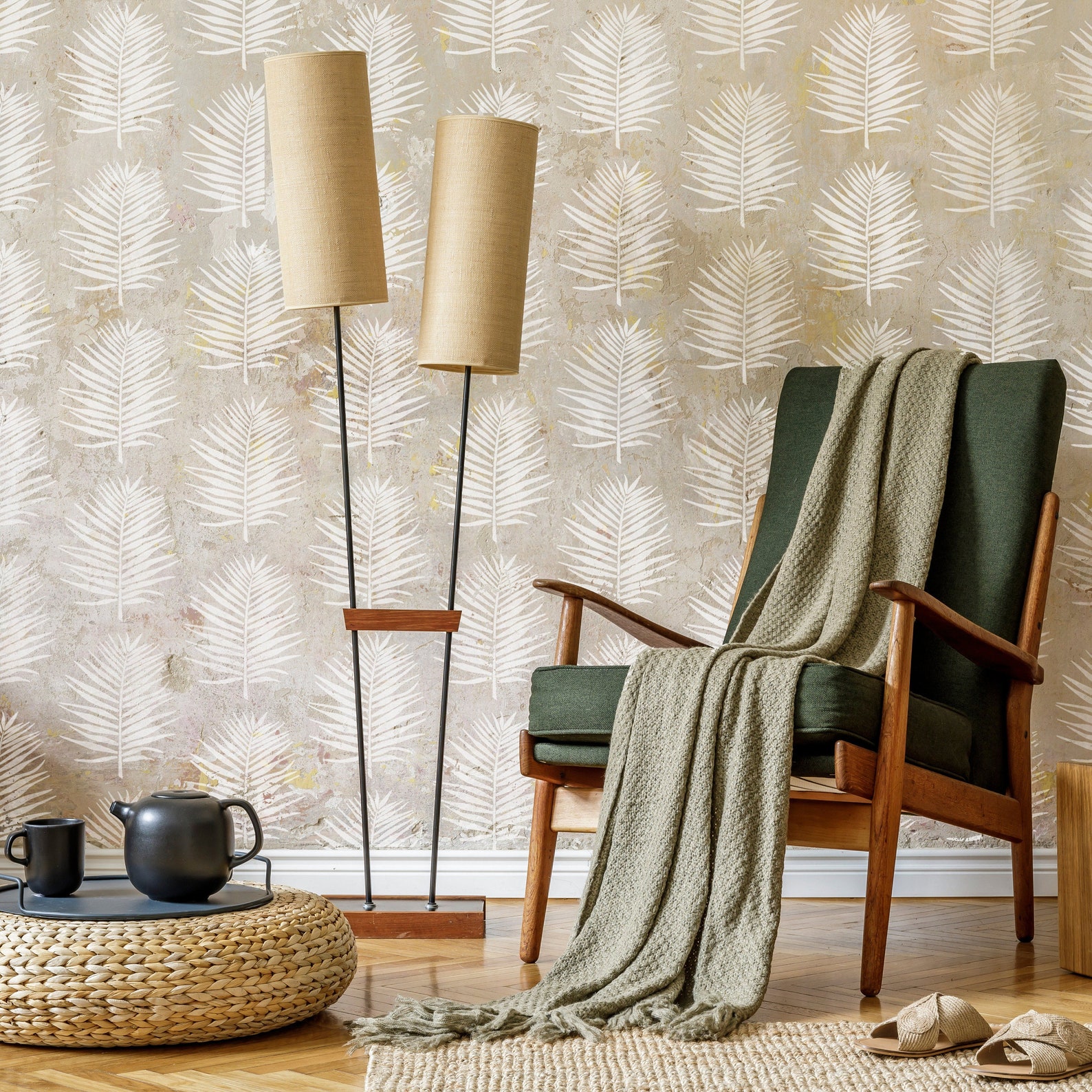 WALL STENCIL Tropical Leaf Wall Stencil Palm Leaf Stencil for Etsy