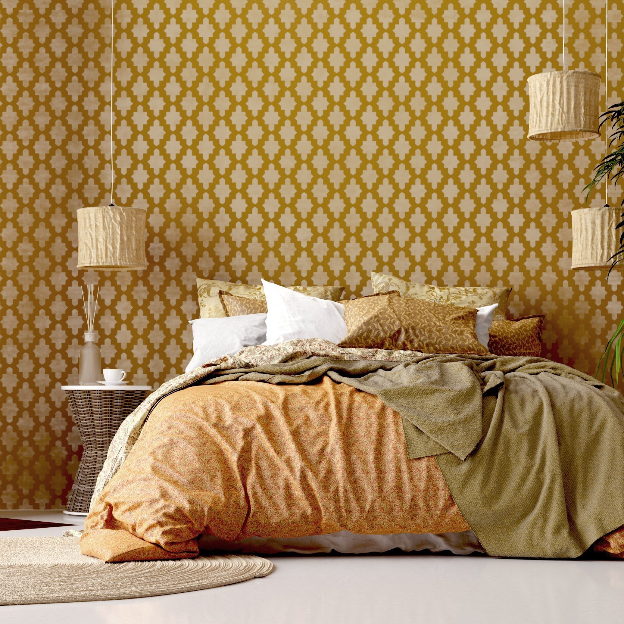 WALL STENCIL for Painting - Istanbul Moroccan Boho Reusable Floor Wall ...