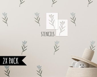 Tulip Flower Wall Stencil Set - Reusable Stencils Kids Room Botanical Simple Cute Flower Nursery Stencil for Painting by Dizzy Duck Designs