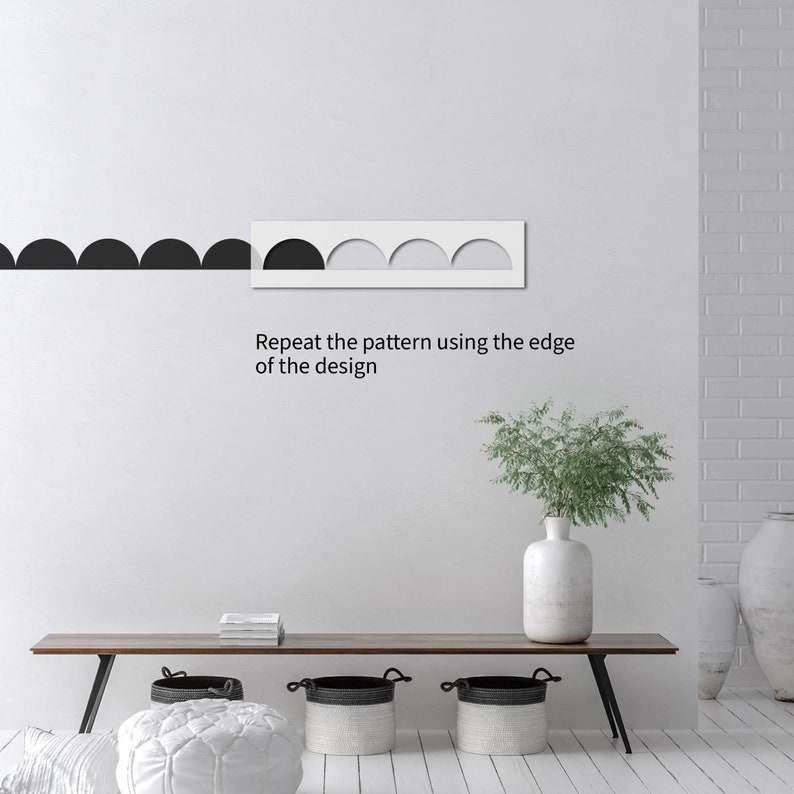 Scallop Edge Wall Stencil for Paint DIY Nursery Decor Etsy UK