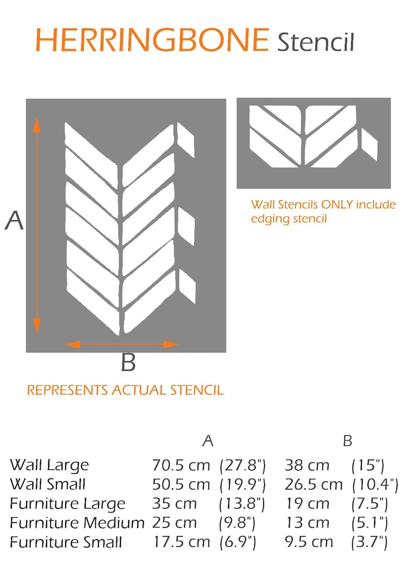 Modern Fishbone Wall Floor Furniture Craft Stencil for Painting HERR01 HERRINGBONE STENCIL
