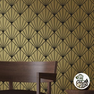 WALL STENCIL   Reusable 1920&#39;s HORUS Art Deco Stencil for Walls   Geometric stencil for Painting