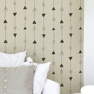 WALL STENCIL - Large Nordic Nursery Wall Stencil for Painting - Scandinavian Arrow Boho Wall Stencil