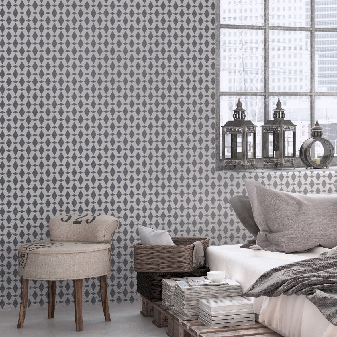 WALL STENCIL for Painting Reusable AGADIR Moroccan Boho Diamond ...