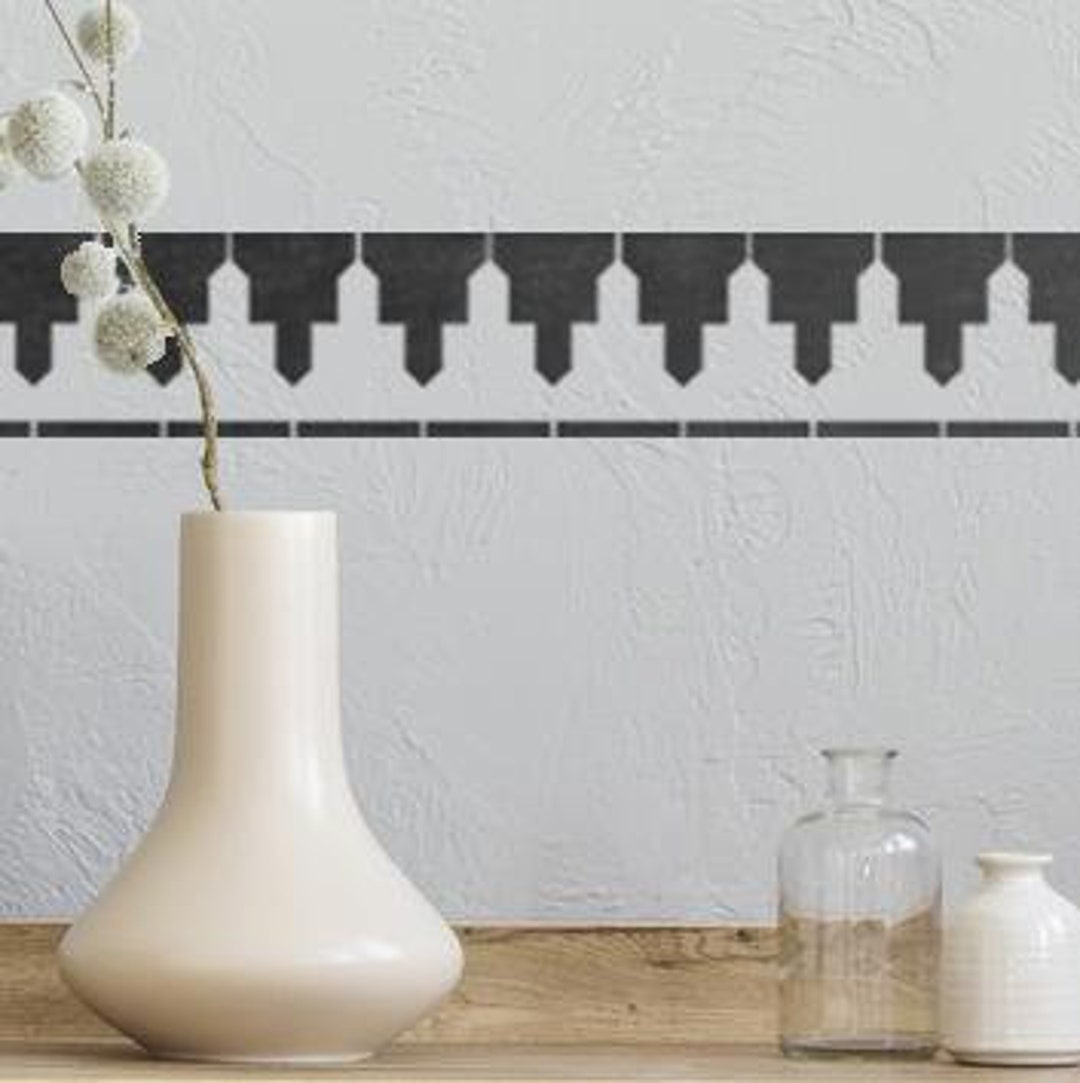 Faux Tile Border Stencil for Bathroom Walls Floors - AKHISAR Moroccan ...