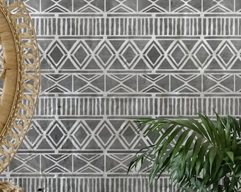 MUUR STENCIL - Afrikaanse grote muur stencil voor schilderij - Zulu stencil - moderne geometrische stencil voor muren