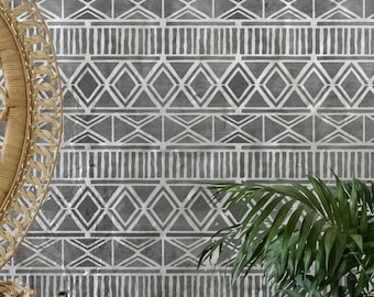 WALL STENCIL - African Large Wall Stencil for Painting - Zulu Stencil - Modern Geometric Stencil for Walls