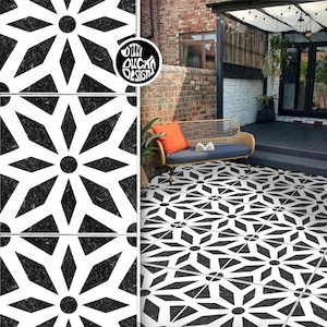 Patio Slab Stencil - 60x60 and 45x45 cm Square Concrete Garden Paver Stencil - MIDAR Patio Tile Stencil by Dizzy Duck