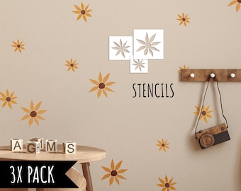 Sunflower Wall Stencil Set - Reusable Stencils Kids Room Botanical Simple Cute Flower Nursery Stencil for Painting by Dizzy Duck Designs