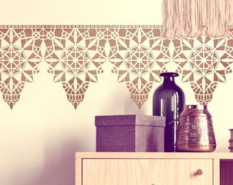 BORDER STENCIL For Painting Walls Furtniture Crafts   MACRAME Border Stencil   Boho Wall Stencils