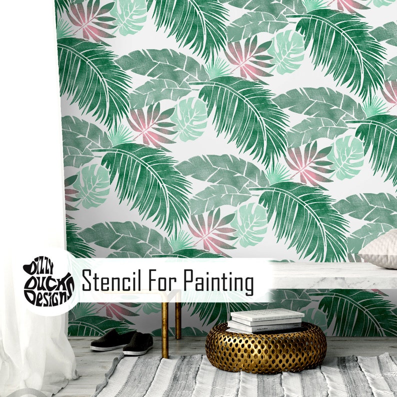 TROPICAL WALLPAPER STENCIL Forest Tree Plant Garden Wall | Etsy