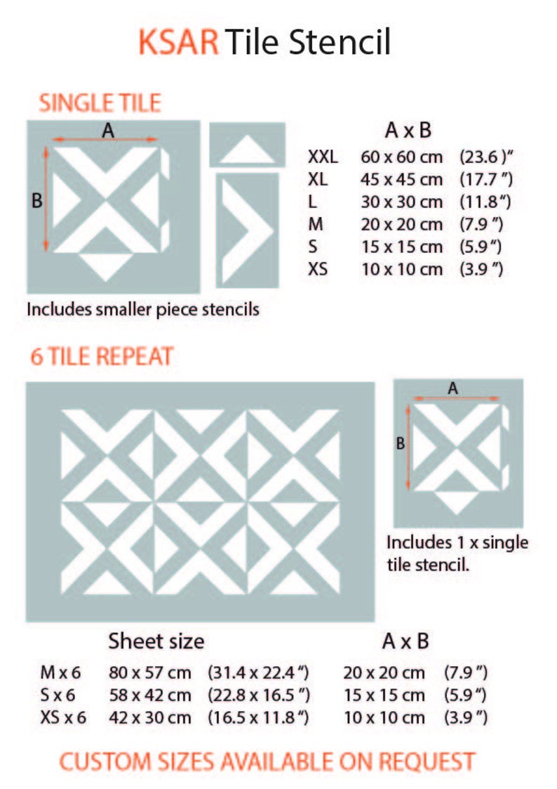 Large Stencil KSAR Tile Stencil for Painting Geometric Triangle Stencil for Painting DIY Tiles KSAR01