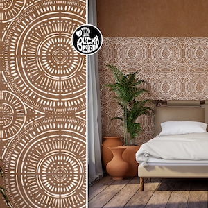 Boho Wall Stencil for Painting Faux Tile Effect on Walls Concrete Patios Paths or Floors - TALARA Boho Stencil by Dizzy Duck