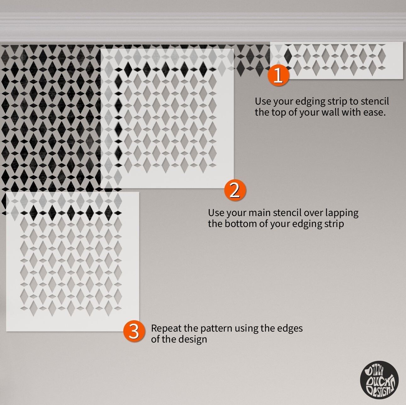 WALL STENCIL for Painting Reusable AGADIR Moroccan Boho Diamond ...