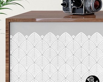 FURNITURE STENCIL   Reusable 1920s Fan Stencil for Painting   CHAPLIN Art Deco Stencil for Furniture