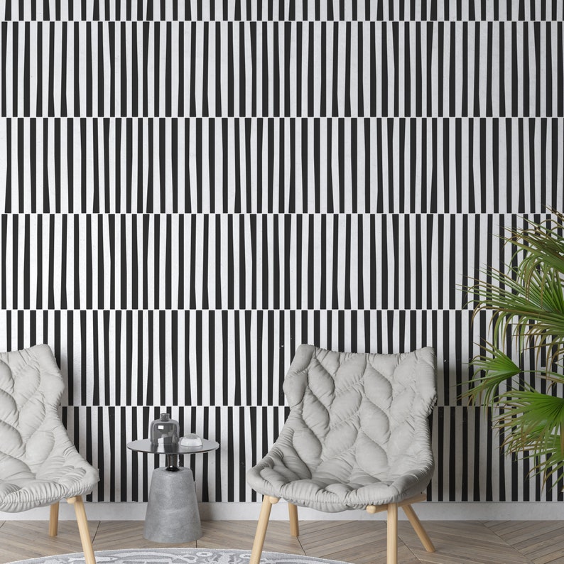 Humbug Stripe Wall Stencil Modern Minimal Lines Floor Wall Stencil for Painting by Dizzy Duck image 3