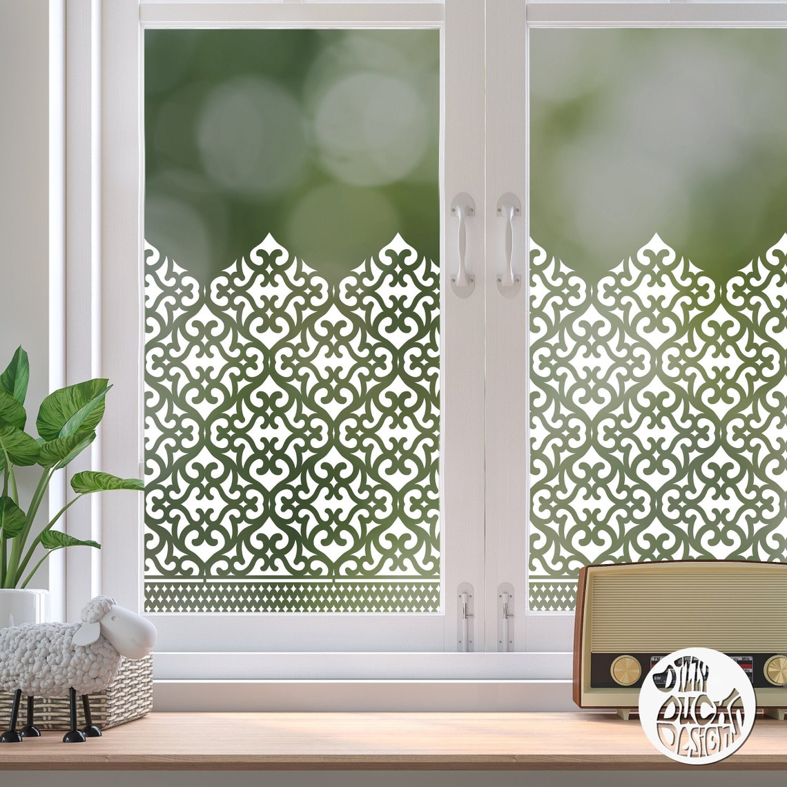 Privacy Frosted Window Film Panel Border Patterned Etsy