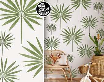 TROPICAL LEAF Stencil Kit - Set of 3 Fan Palm Leaf Stencils for Painting Walls - Reusable Wall Stencils by Dizzy Duck