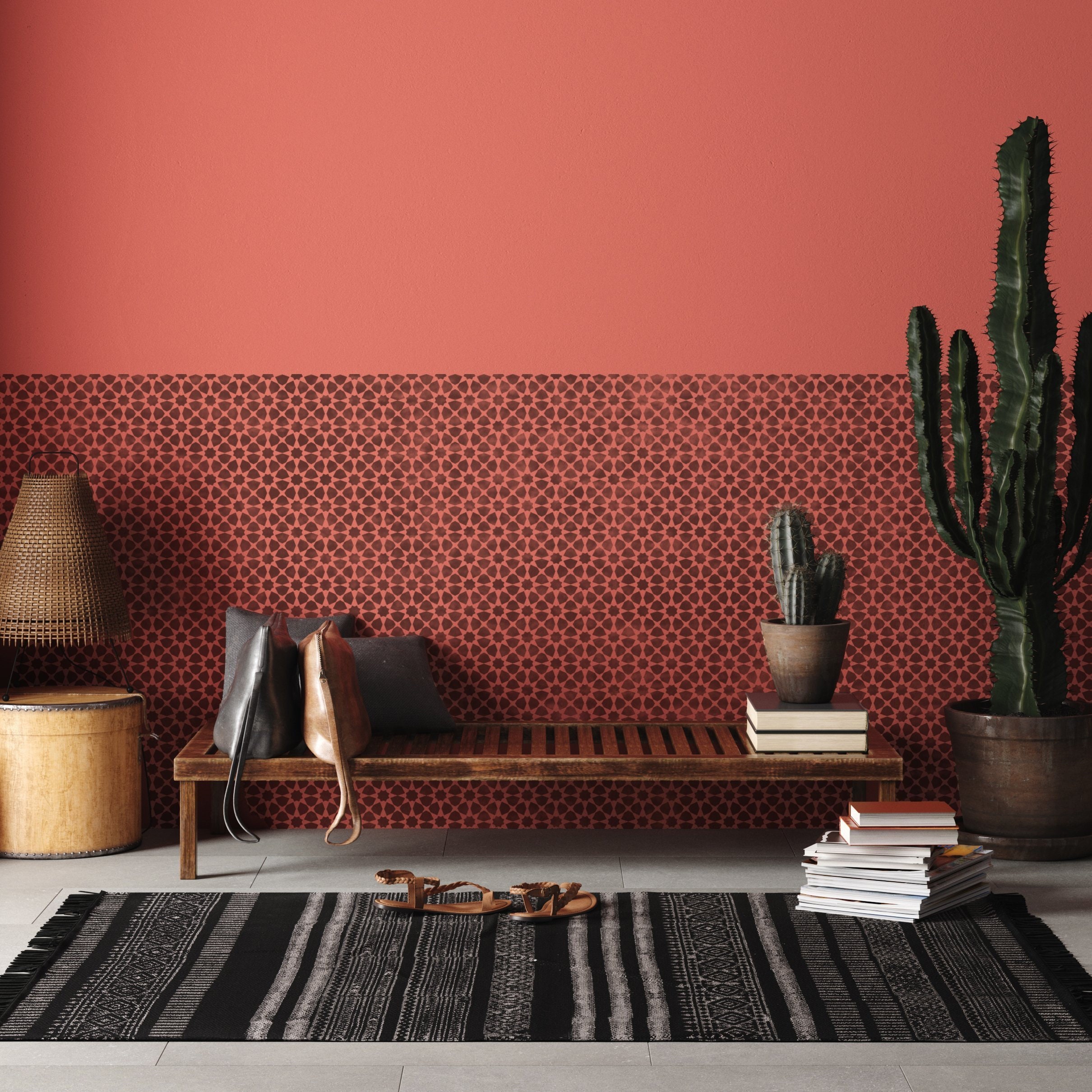 WALL STENCIL for Painting Reusable AMIRA Moroccan Boho Mosiac Geometric ...