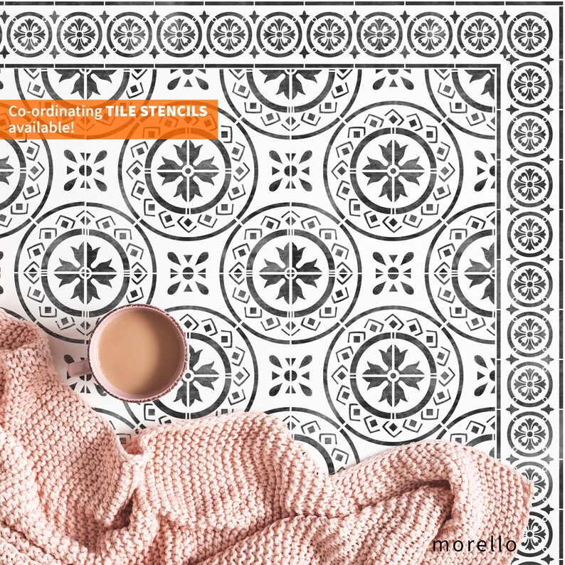 Faux Tile Border Stencil for Bathroom Walls Floors WINDSOR Etsy UK