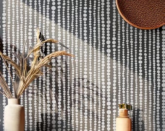 Boho Bead Stripe Wall Stencil - Reusable Geometric Bohemian Stencil for Painting Feature Wall Decor Wallpaper by Dizzy Duck