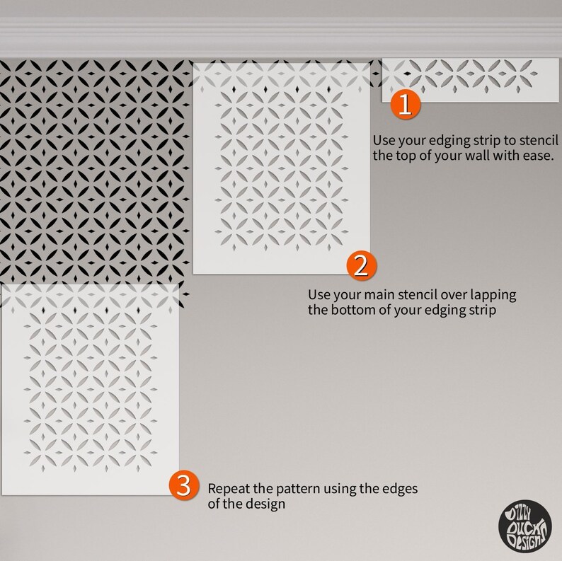 WALL STENCIL for Painting Reusable ALHAMBRA Moroccan Boho Diamond ...