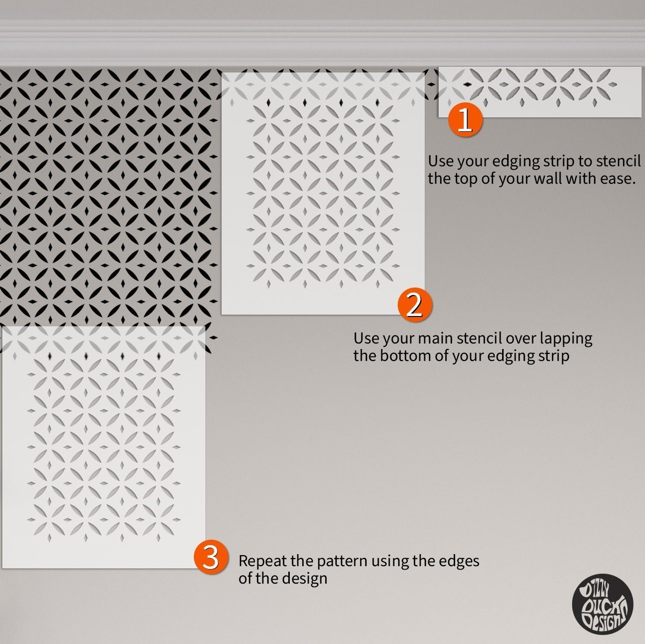 WALL STENCIL for Painting Reusable ALHAMBRA Moroccan Boho Diamond ...