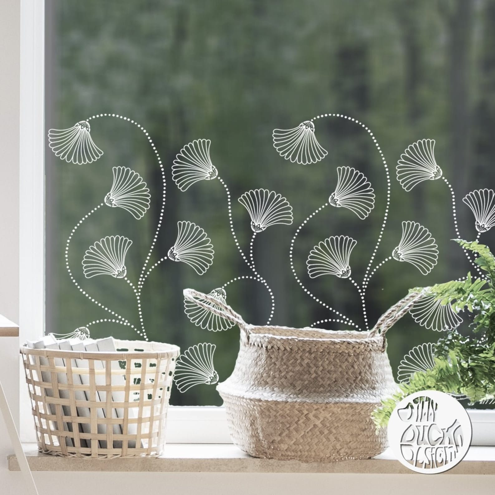 Art Deco Flower Window Decal Art Deco Fan Window Sticker Etsy