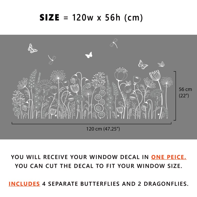 WINDOW CLING Flowers Border Window Decal White Decorative Etsy UK