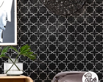 WALL STENCIL - Rabat Moroccan Boho Geo Floor Wall Stencil for Painting - Designs