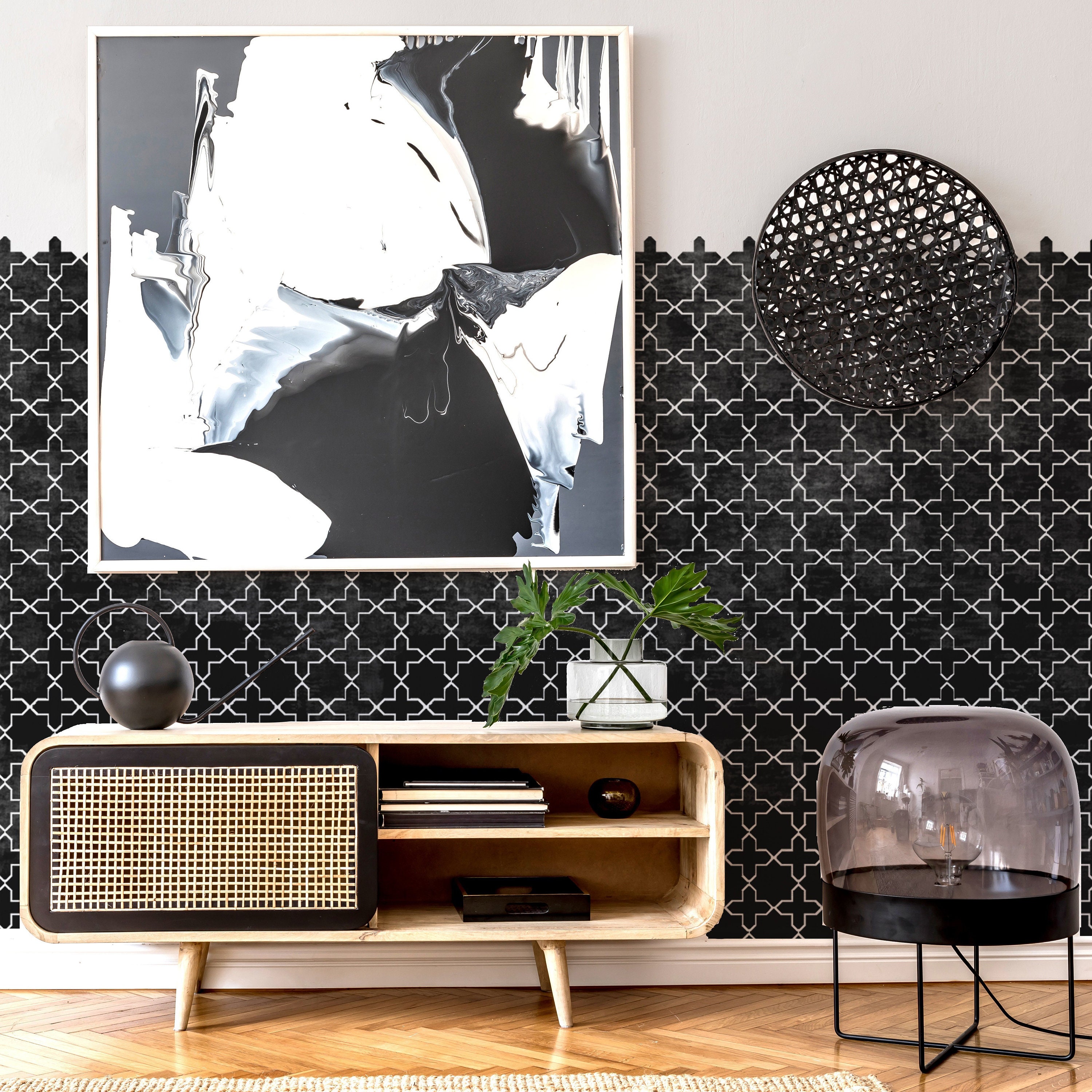 WALL STENCIL - Rabat Moroccan Boho Geo Floor Wall Stencil for Painting ...