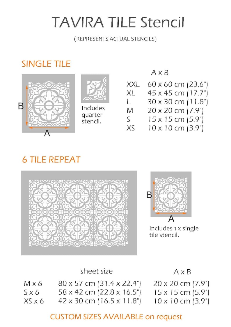 TAVIRA Tile Stencil \u2013 Floor Wall Moroccan Large Reusable Stencils for Painting by Dizzy Duck Designs