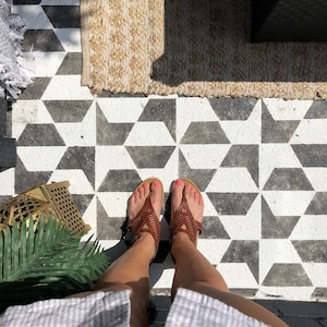 Faux Tile Stencil - SAFI Stencil for Painting Floors Walls Furniture Concrete Patios - Geometric Moroccan Floor Stencil