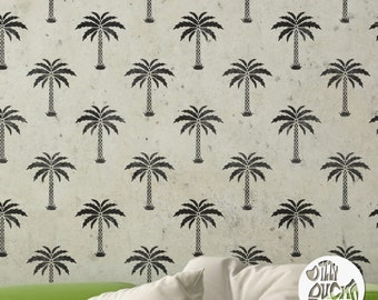 WALL STENCIL   Palm Tree Allover Stencil for Walls   Reusable Stencil for Painting   TAMPA Tropical Wall Stencil