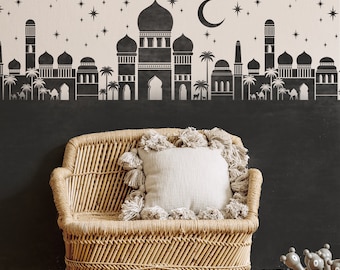 WALL STENCIL for Painting Kids Room or Nursery - DIY Moroccan Islamic Wall Décor Border Stencil by Dizzy Duck