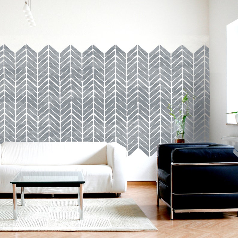 Modern Fishbone Wall Floor Furniture Craft Stencil for Painting HERR01 HERRINGBONE STENCIL