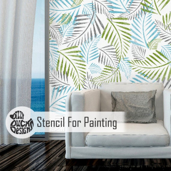 Palm Leaf Stencil Plant Jungle Leaf Garden Wall Furniture Etsy