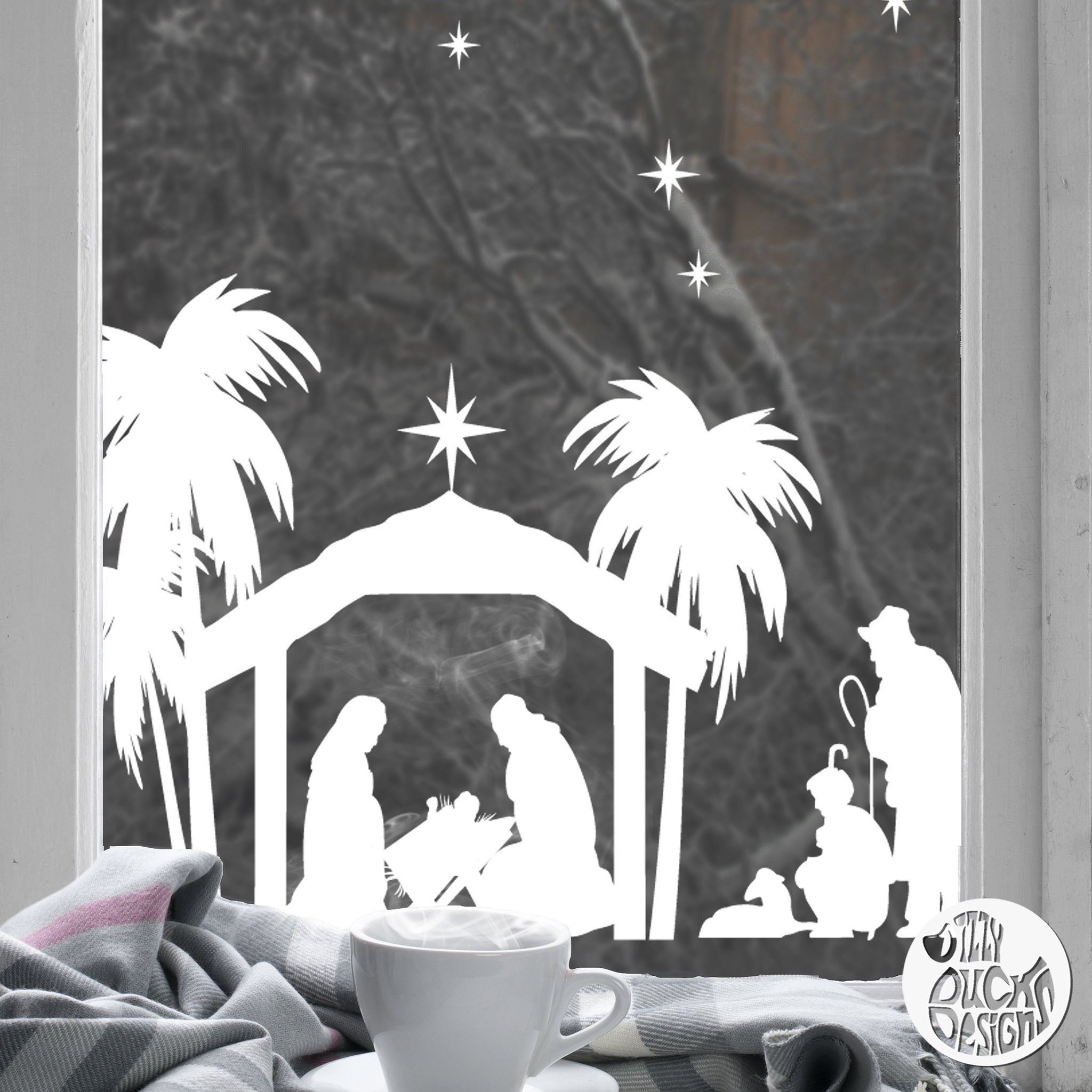 Christmas Nativity Scene Window Sticker Decal Reusable Non Etsy