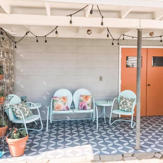 Tsunagi Tile Stencil For Painting Garden Porch Concrete Patio Tsunagi Tile Stencil For Painting
