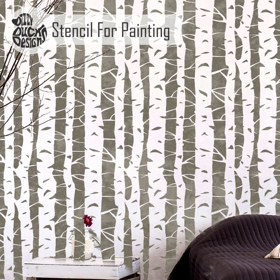 Birch Tree Stencil Scandinavian Nordic Modern Wall - Large Birch Tree Wall Stencil Birch Tree Stencil Scandinavian Nordic Modern Wall - Large Birch Tree Wall Stencil