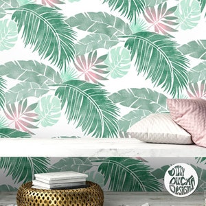 STENCIL for Walls - BEQUIA Leaf Wall Stencil - Tropical Leaf  tencil for Painting Walls - Mosntera Banana Palm Leaf Stencil