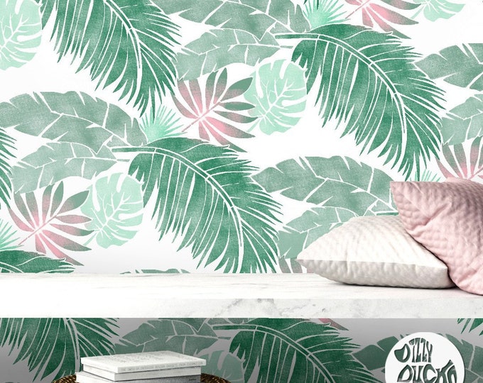 Palm Leaf Stencil Tropical Leaf Stencils for Walls Large Etsy