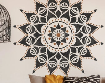 60cm Mandala Round Flower Lotus Stencil Stencil Per Pareti Grande Decorazione Modelli Di Piastrelle Pittura Pittura 728458