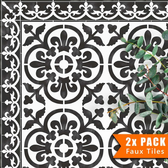 2x Faux Tile Stencils Paint Tile Effect On Floors Walls Etsy
