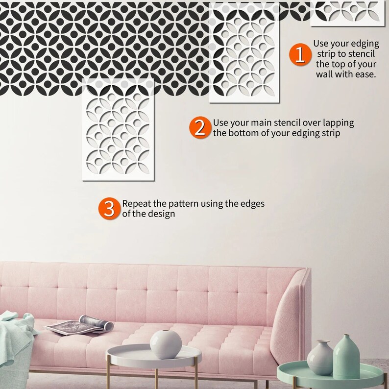 WALL STENCIL Geometric Wall Stencil for Painting Tsunagi Etsy UK