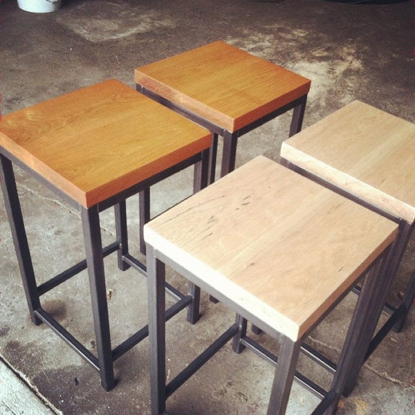 Reclaimed Barstools With Steel Base. Designs2Create.