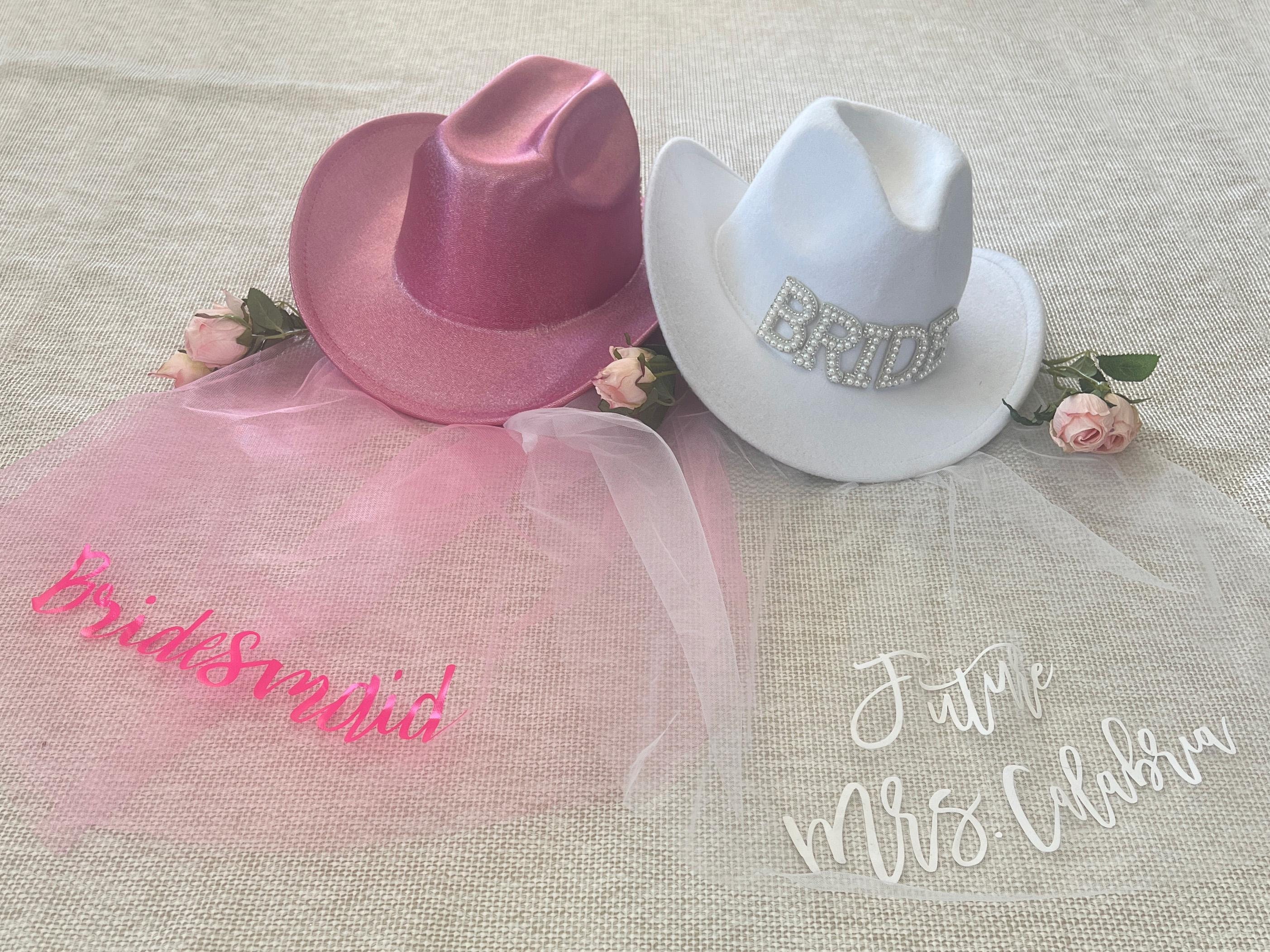 4522 Bridal Cowboy Hat And Veil Bachelorette Party,pink Cowgirl Wedding 6 Sets Cowgirl Bachelorette Party Decorations Bulk Bride  main image 4