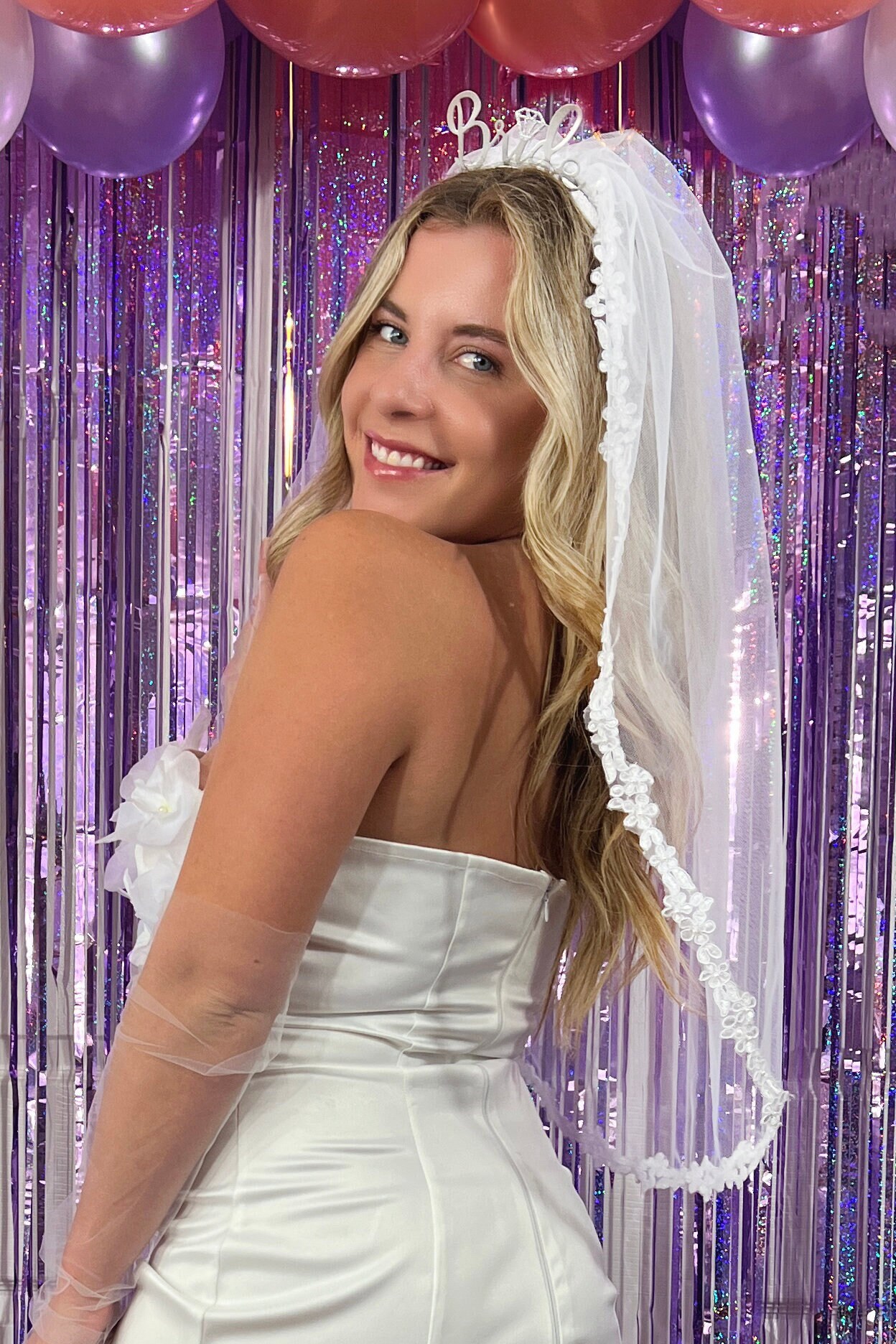 bride headband with lace veil, bachelorette party accessories, bridal shower, Nashvegas veil, Bride Headband & Veil, Custom Bridal Veil