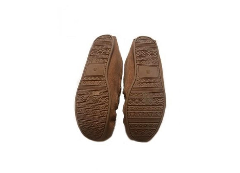 mens tan sheepskin moccasin slippers image 2